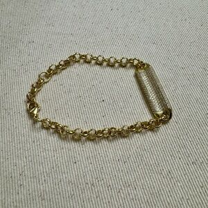 CZ Sterling Silver Gold Platted Chain Bracelet